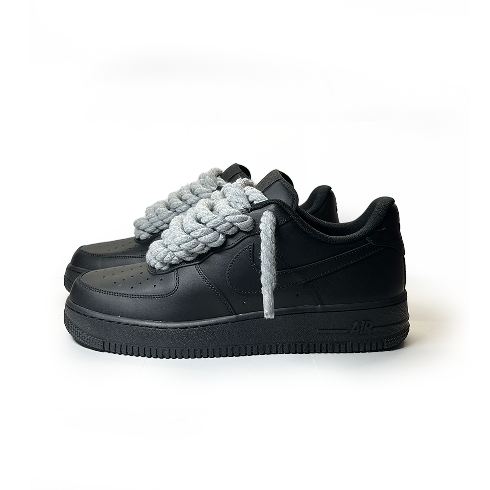 Custom Nike Air Force 1 Schwarz Rope Laces Grau RopezInstyle