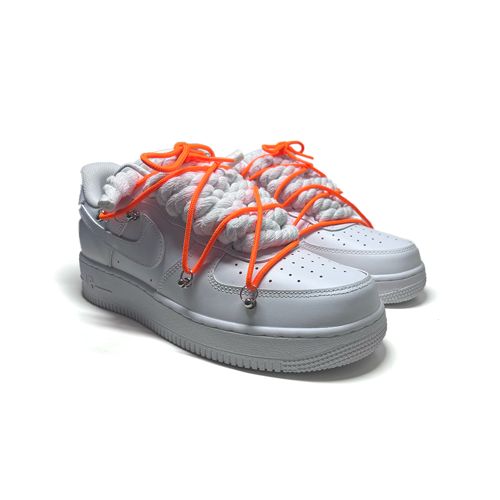 Custom NIKE AIR FORCE 1 WeiB ROPE LACES Dunk Orange RopezInstyle