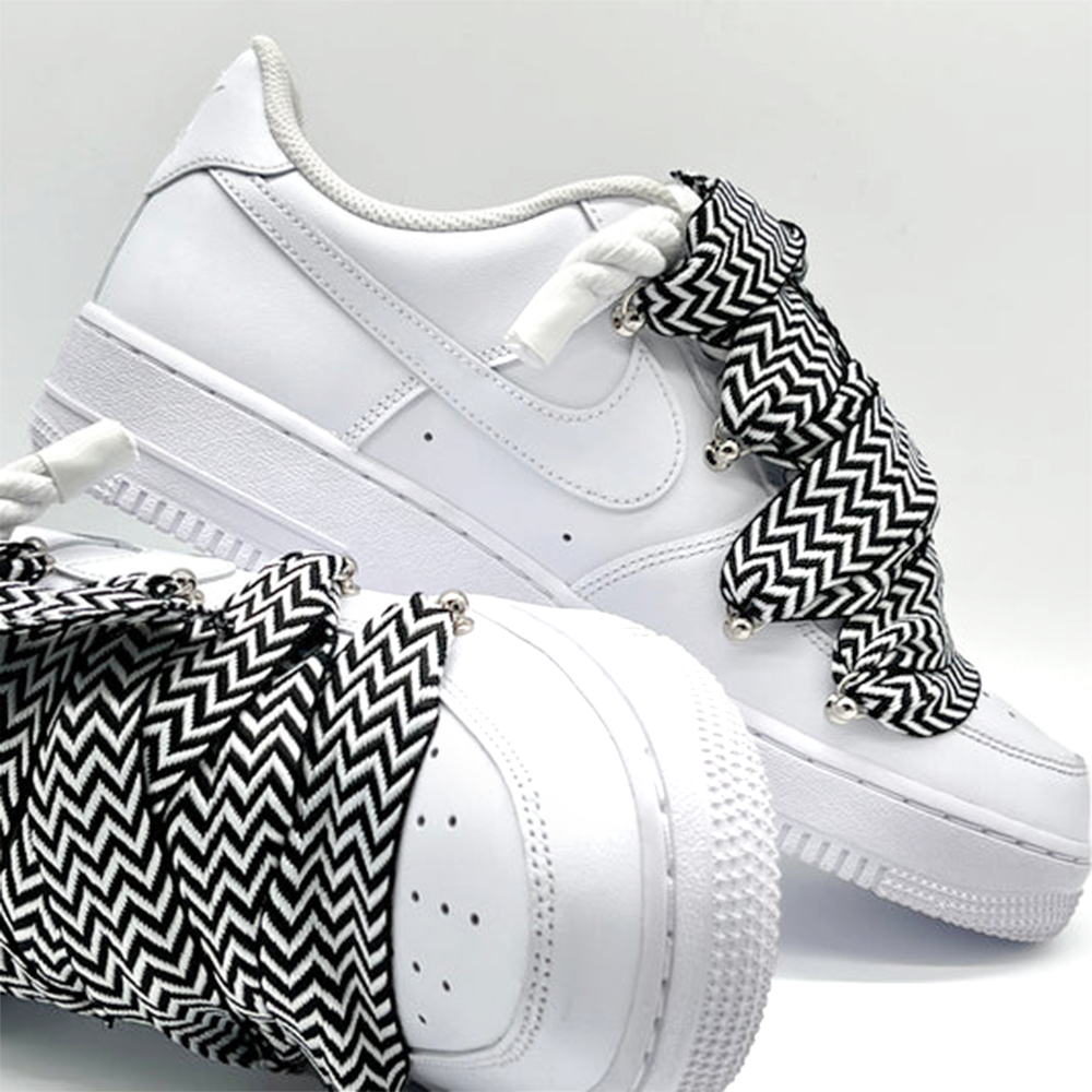 Custom Nike Air Force 1 Weiß ,, Lanvin Laces '' Schwarz / Weiß - RopezInstyle