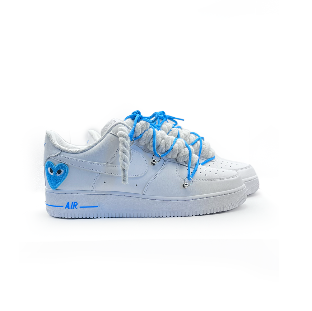 Custom Nike Air Force 1 Rope Laces Love stride Blue RopezInstyle