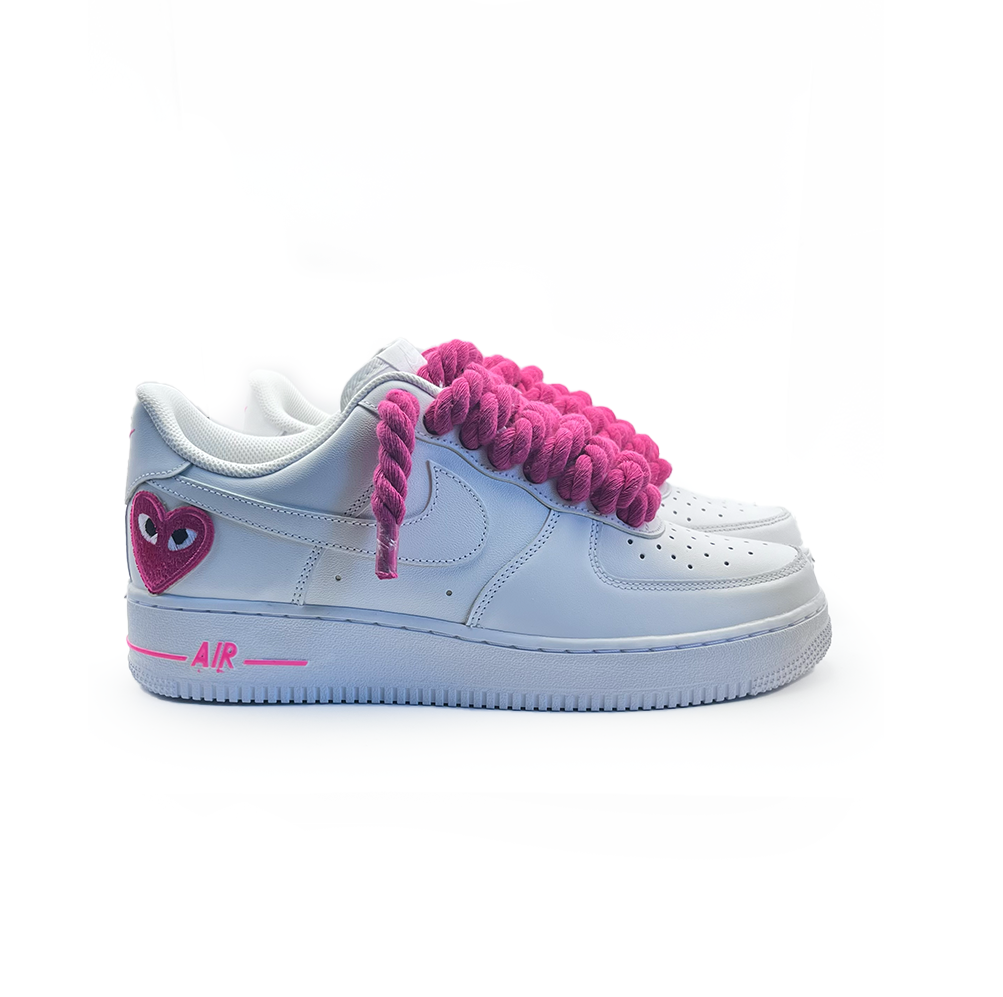Custom Nike Air Force 1 Rope Laces Love stride Pink RopezInstyle