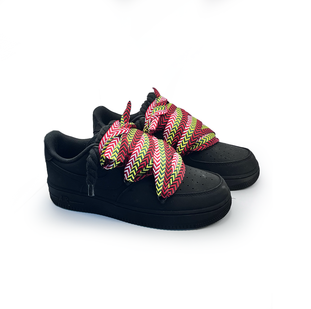 Custom Nike Air Force 1 Ninja Black Lanvin Laces Rot Gelb We RopezInstyle