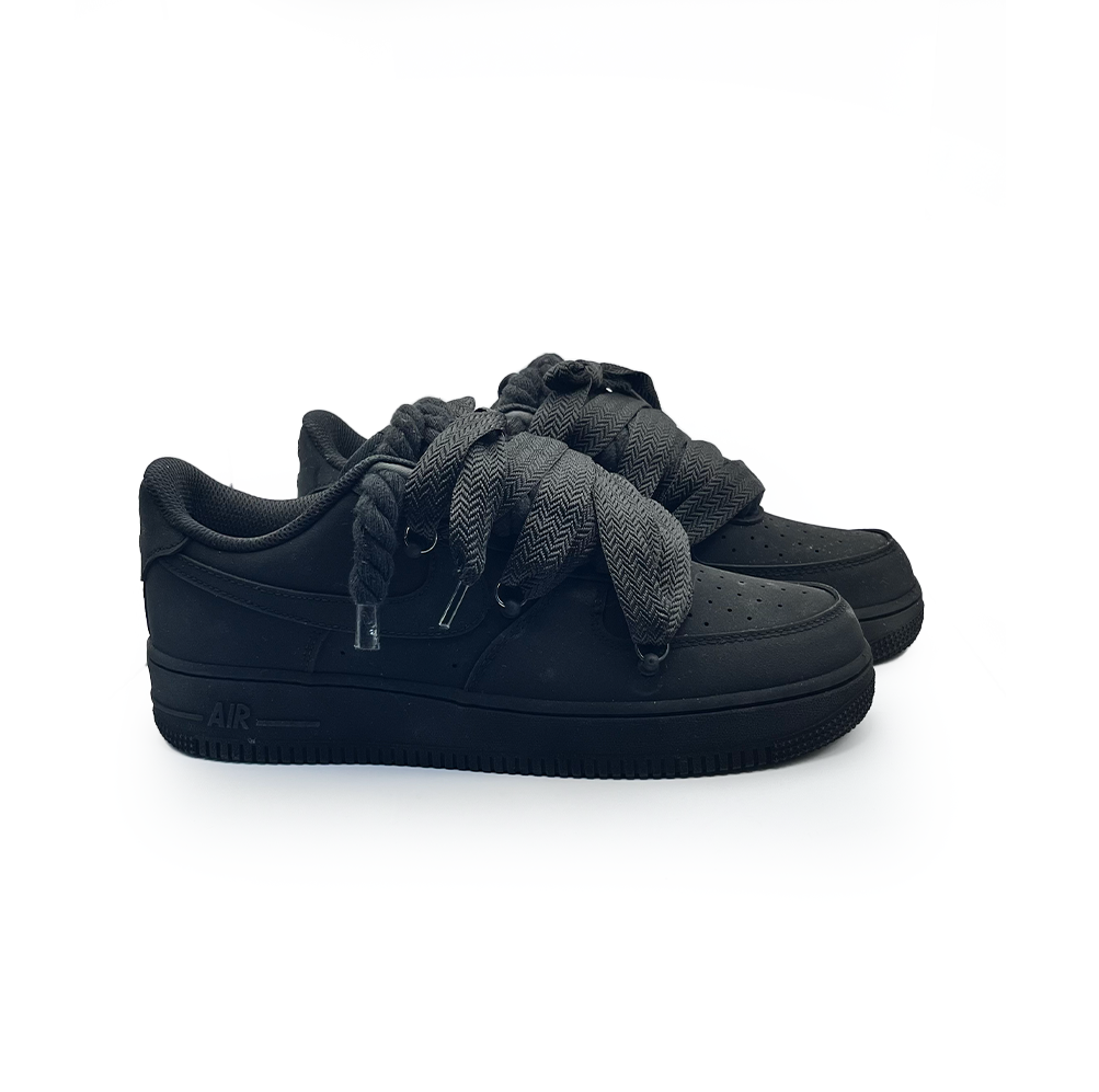 Custom Sneakers Ninja Black ,, Lanvin Laces '' Schwarz