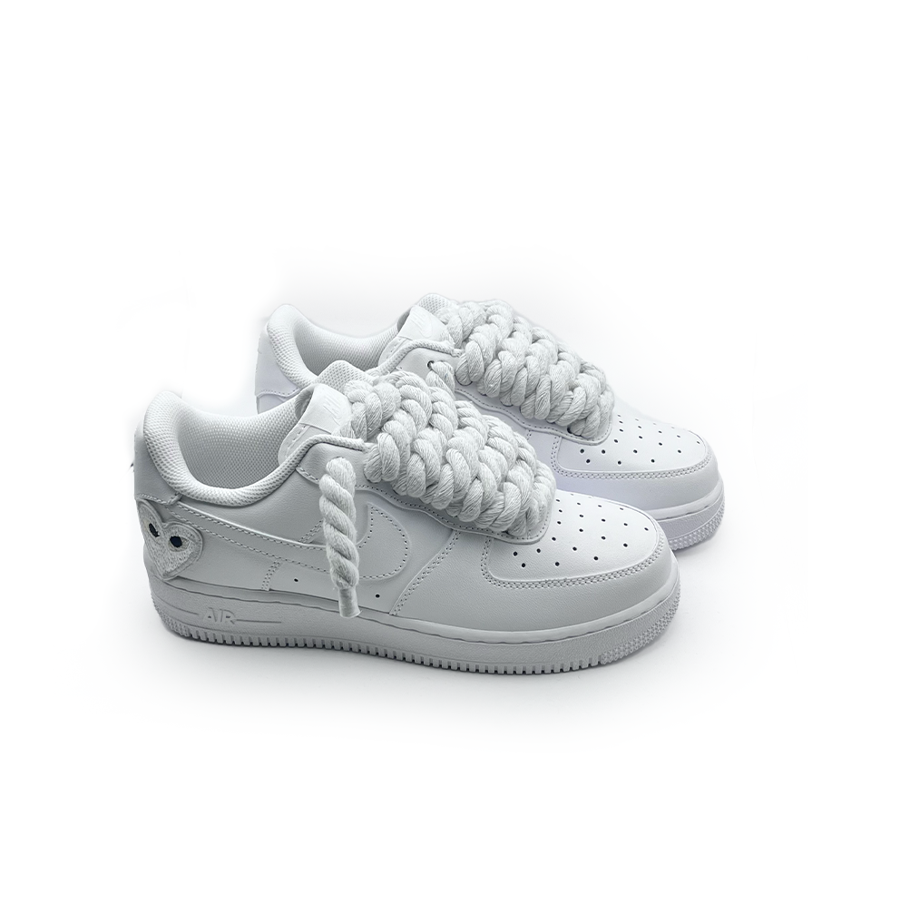 Custom Nike Air Force 1 '' Rope Laces '' Love stride White - RopezInstyle