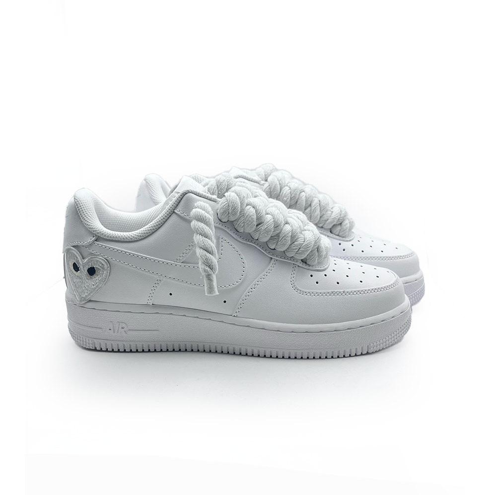 Custom Nike Air Force 1 '' Rope Laces '' Love stride White - RopezInstyle