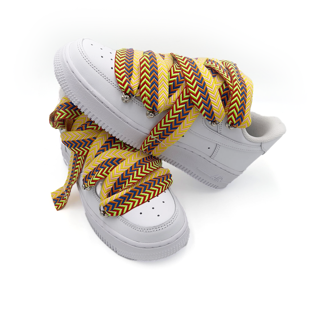 Custom Nike Air Force 1 Weiß ,, Lanvin Laces '' Gelb - RopezInstyle