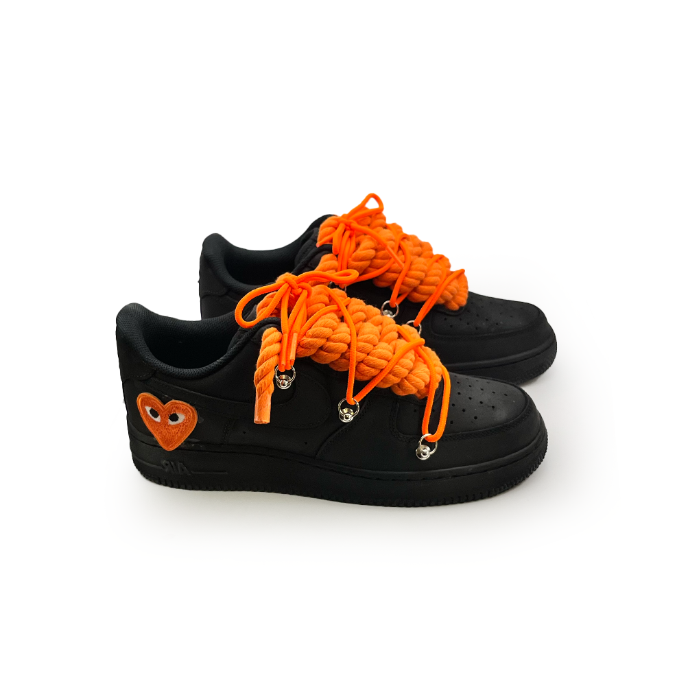 Custom Nike AF1 '' Rope Laces '' Love stride Orange #2