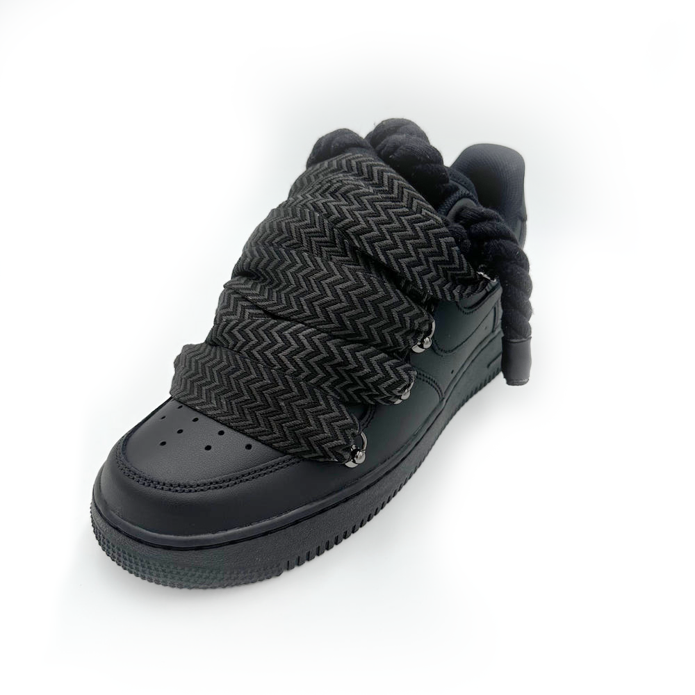 Custom Nike Air Force 1 Black ,, Lanvin Laces '' Schwarz - RopezInstyle