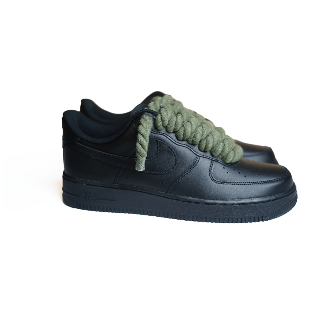 Custom Black Sneakers “Rope Laces”