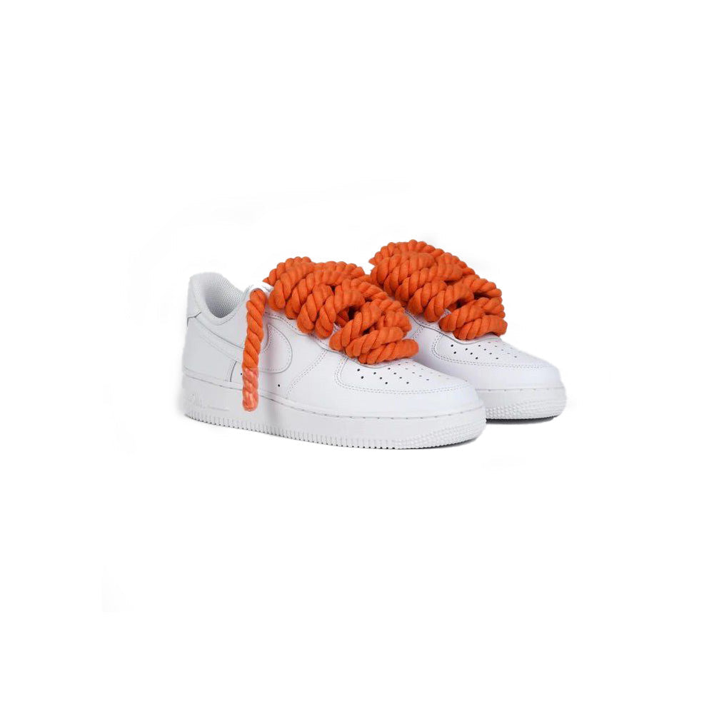 Custom Nike Air Force 1 Weiß “Rope Laces” Orange - RopezInstyle