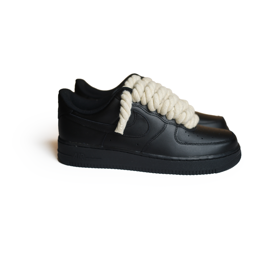 Custom Black Sneakers “Rope Laces”