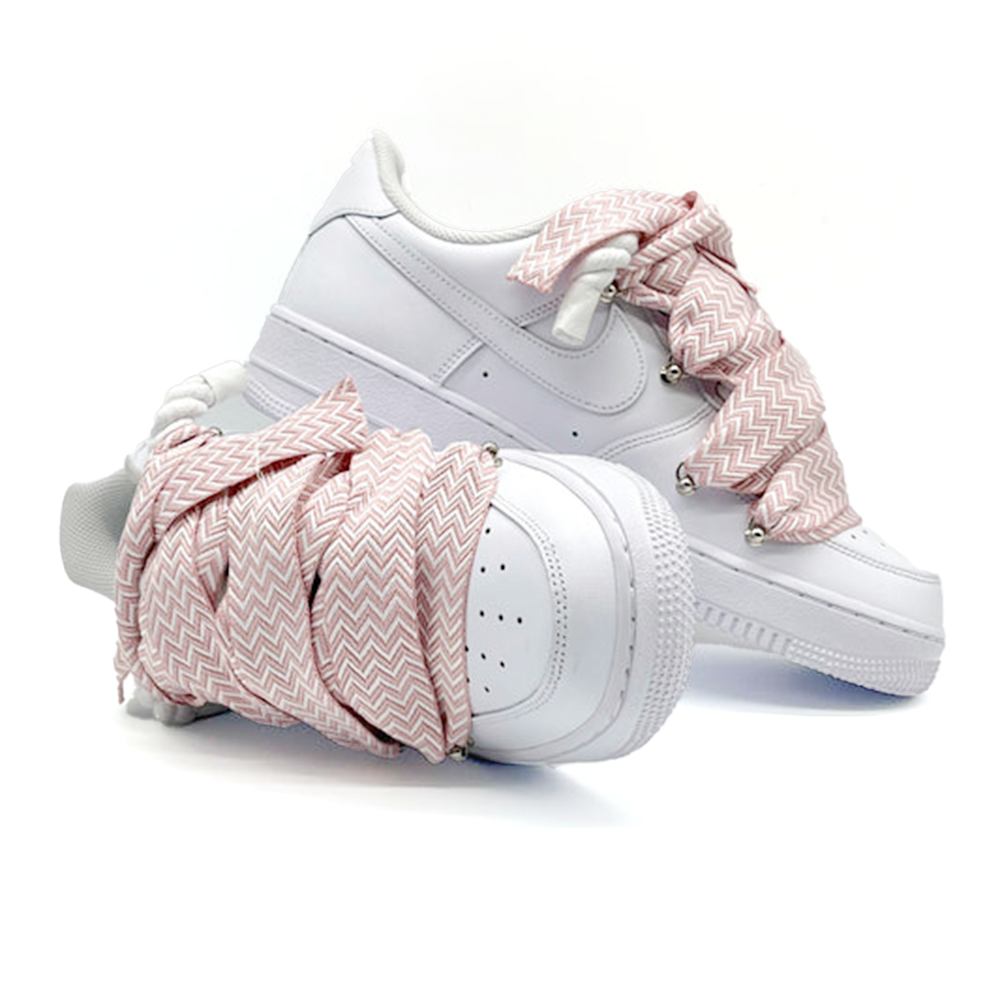 Custom Nike Air Force 1 Weiß ,, Lanvin Laces '' Rosa - RopezInstyle