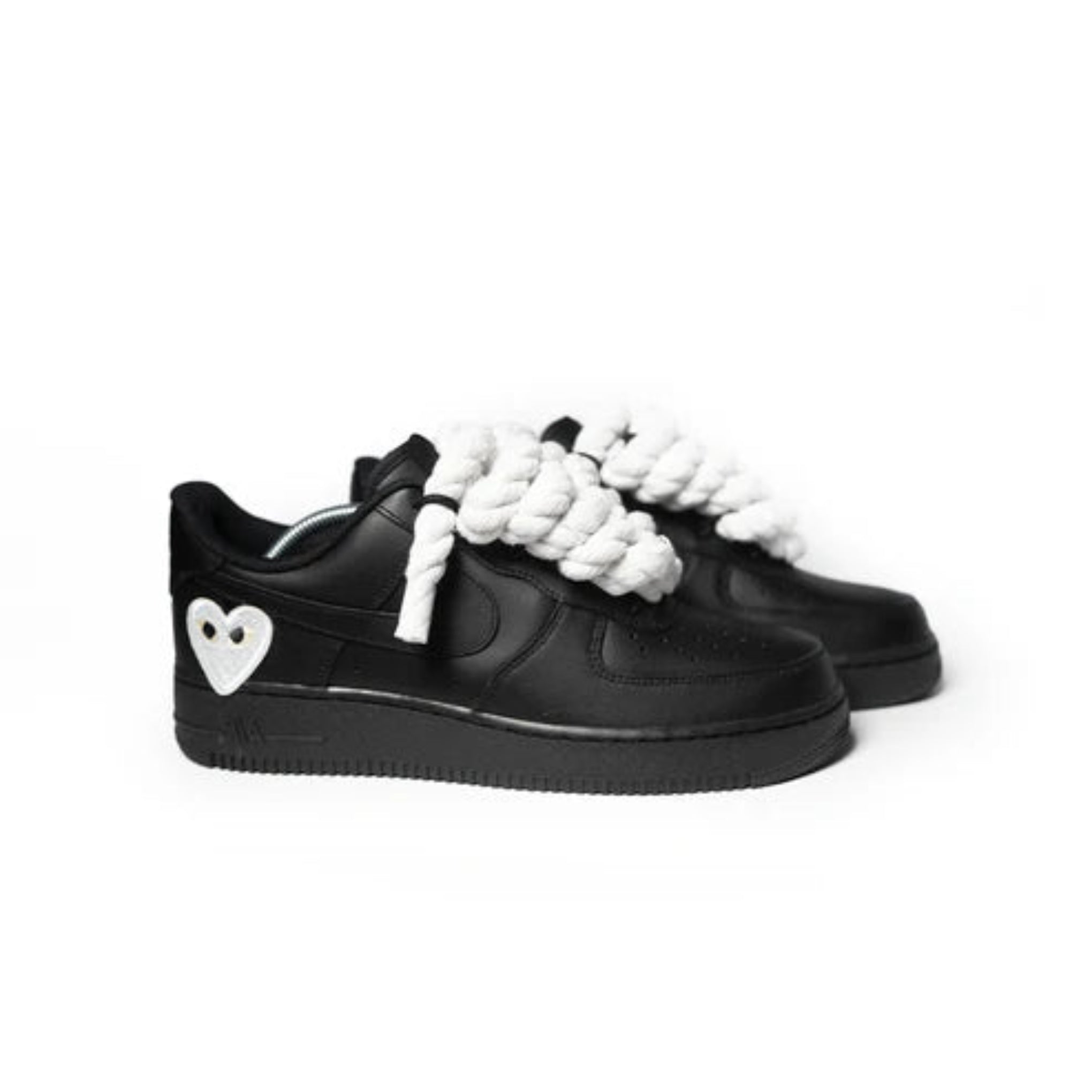 Custom Black Sneakers '' Rope Laces '' Love stride