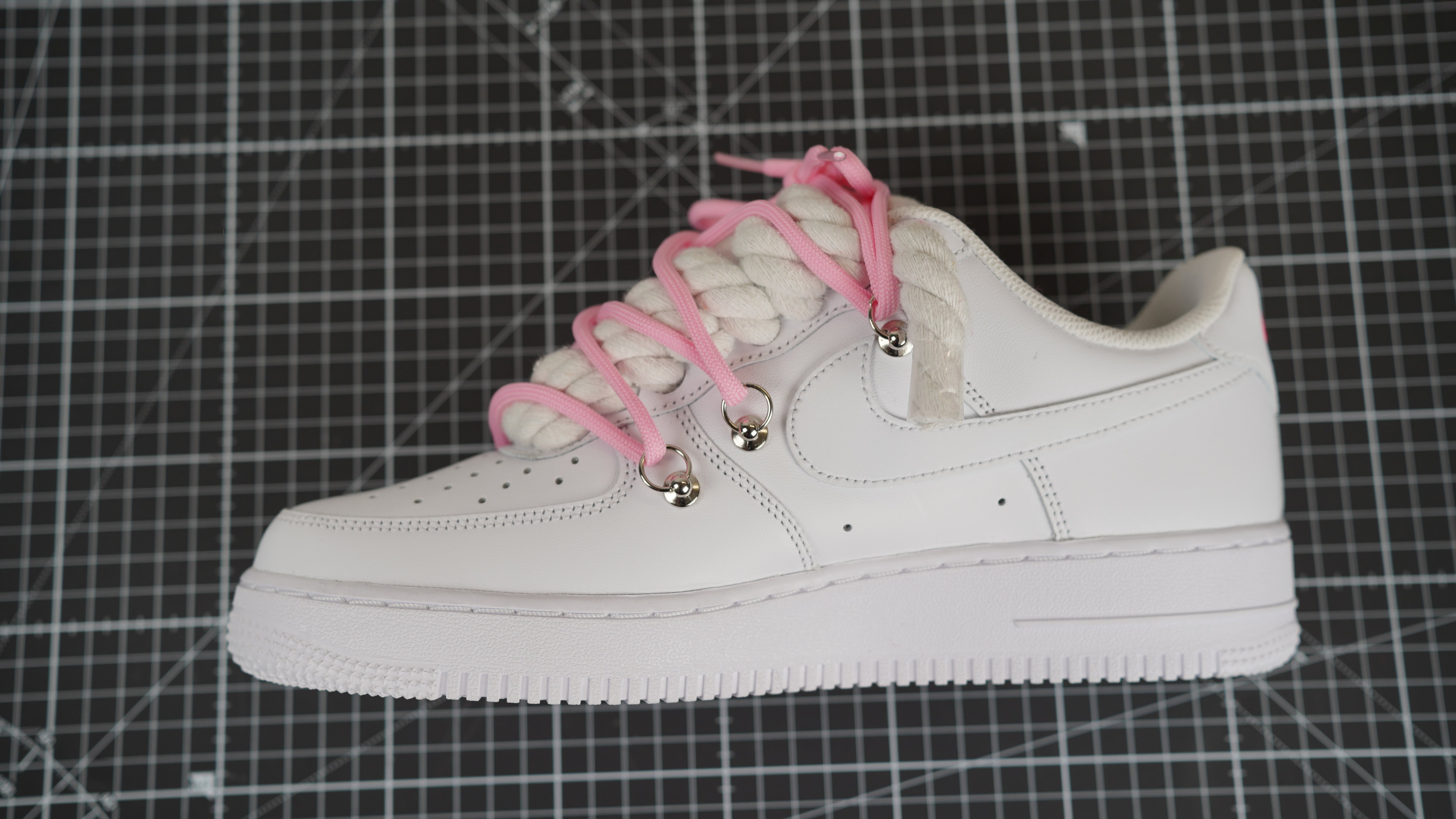Custom Sneakers Weiß “ROPE LACES” Pink Parfait