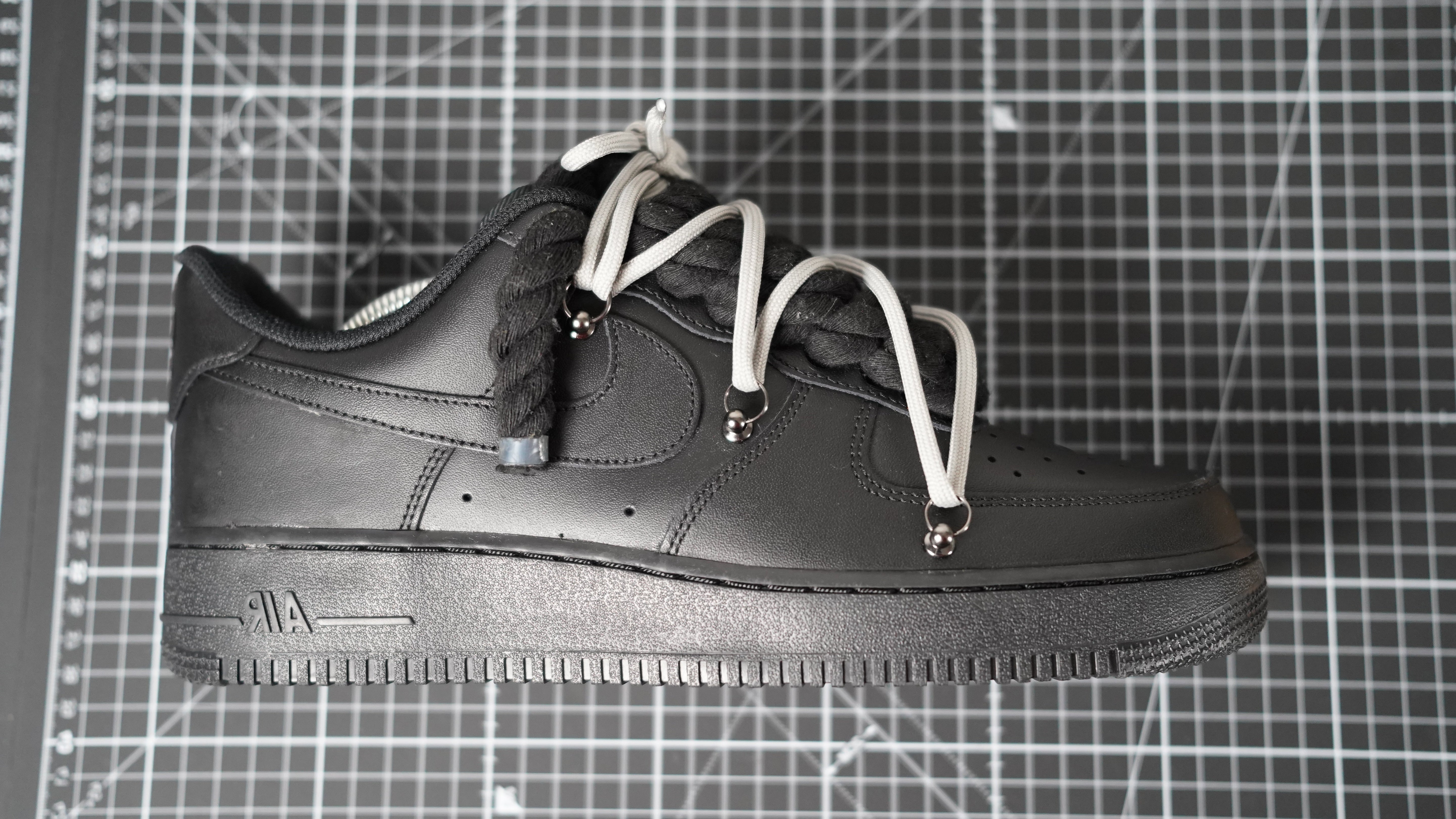 Custom Sneakers Black “ROPE LACES” Dunk Grau