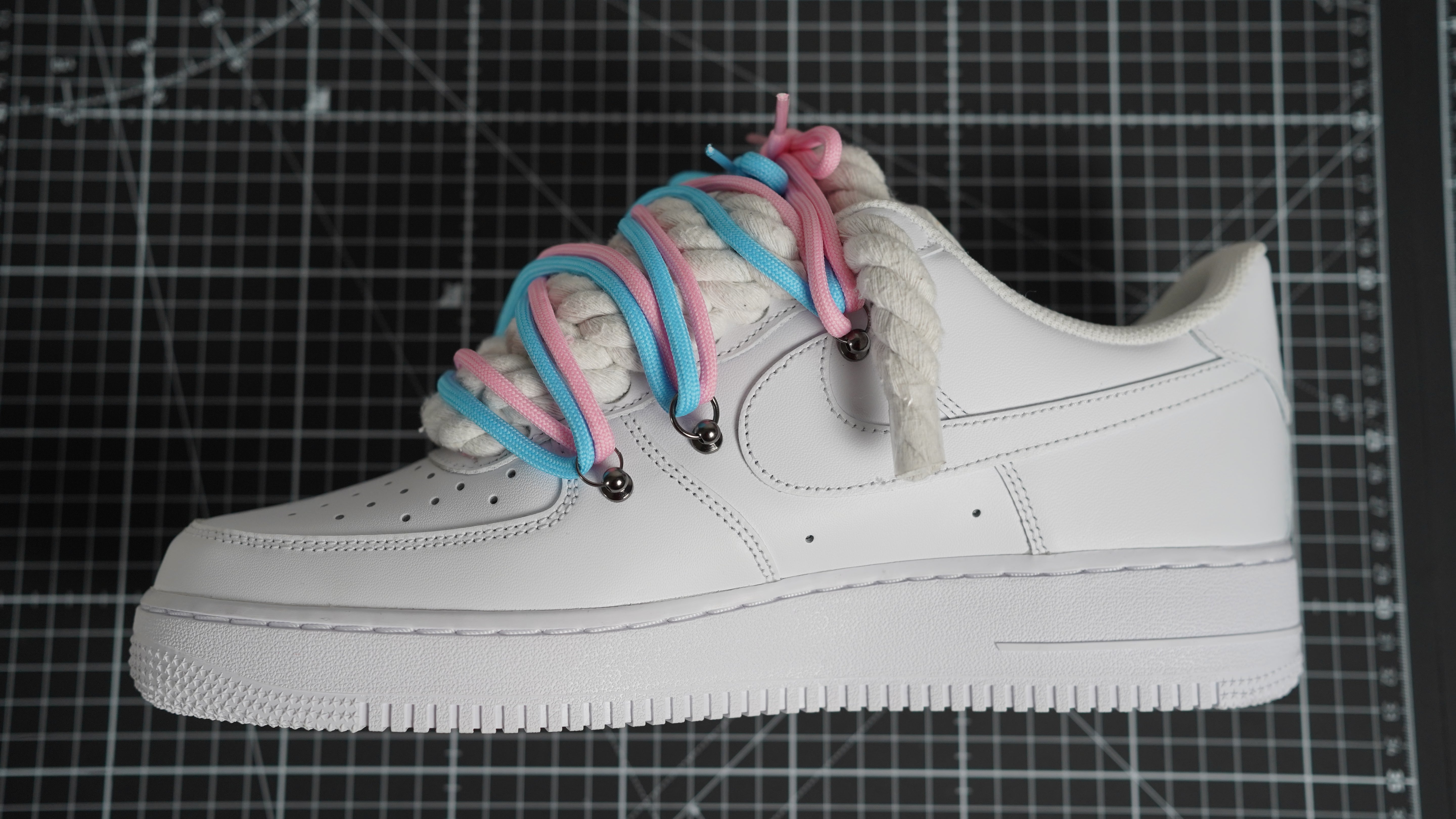 Custom Sneakers Weiß “ROPE LACES”2x Dunk PinK/Blue