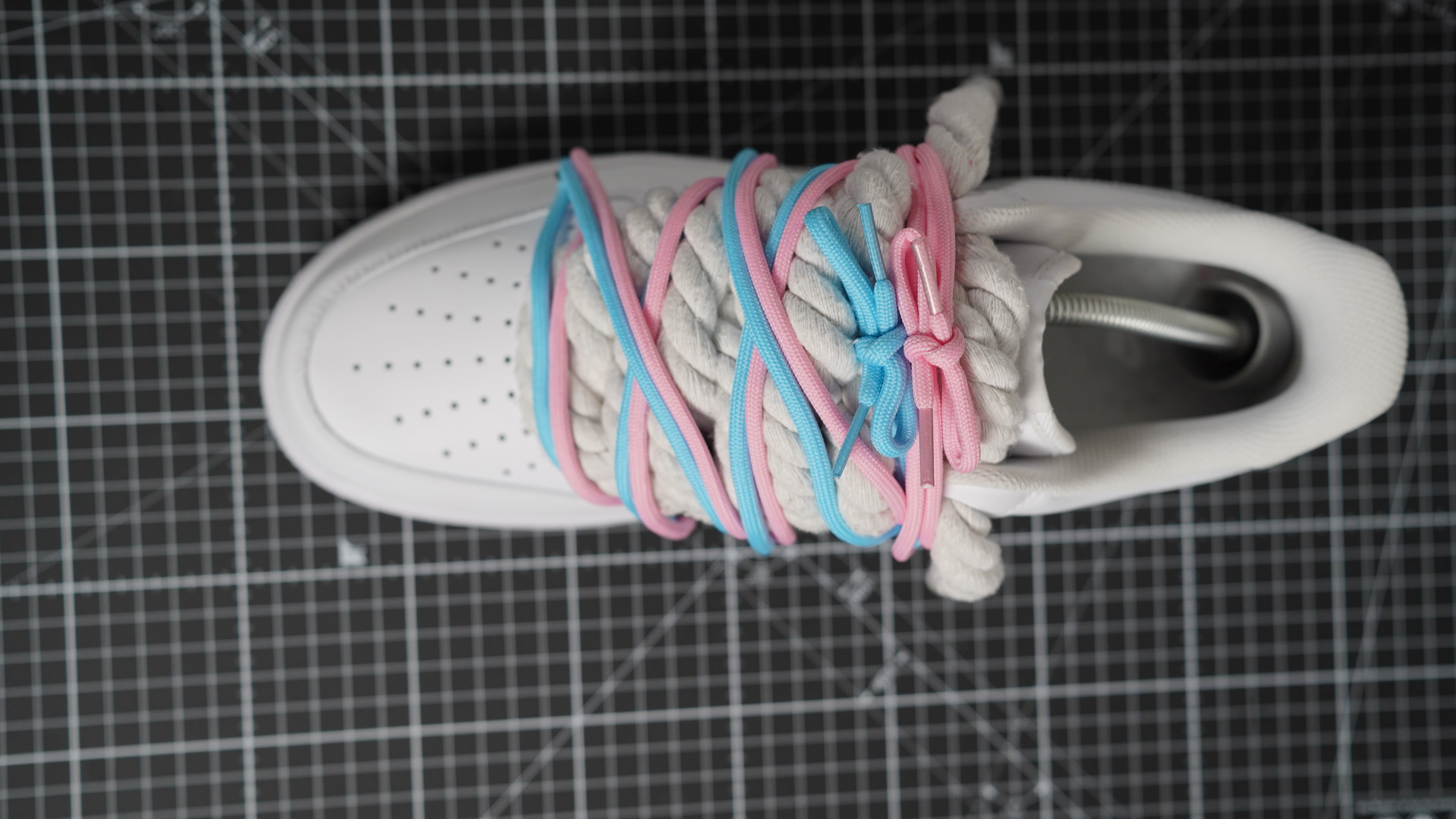 Custom Sneakers Weiß “ROPE LACES”2x Dunk PinK/Blue