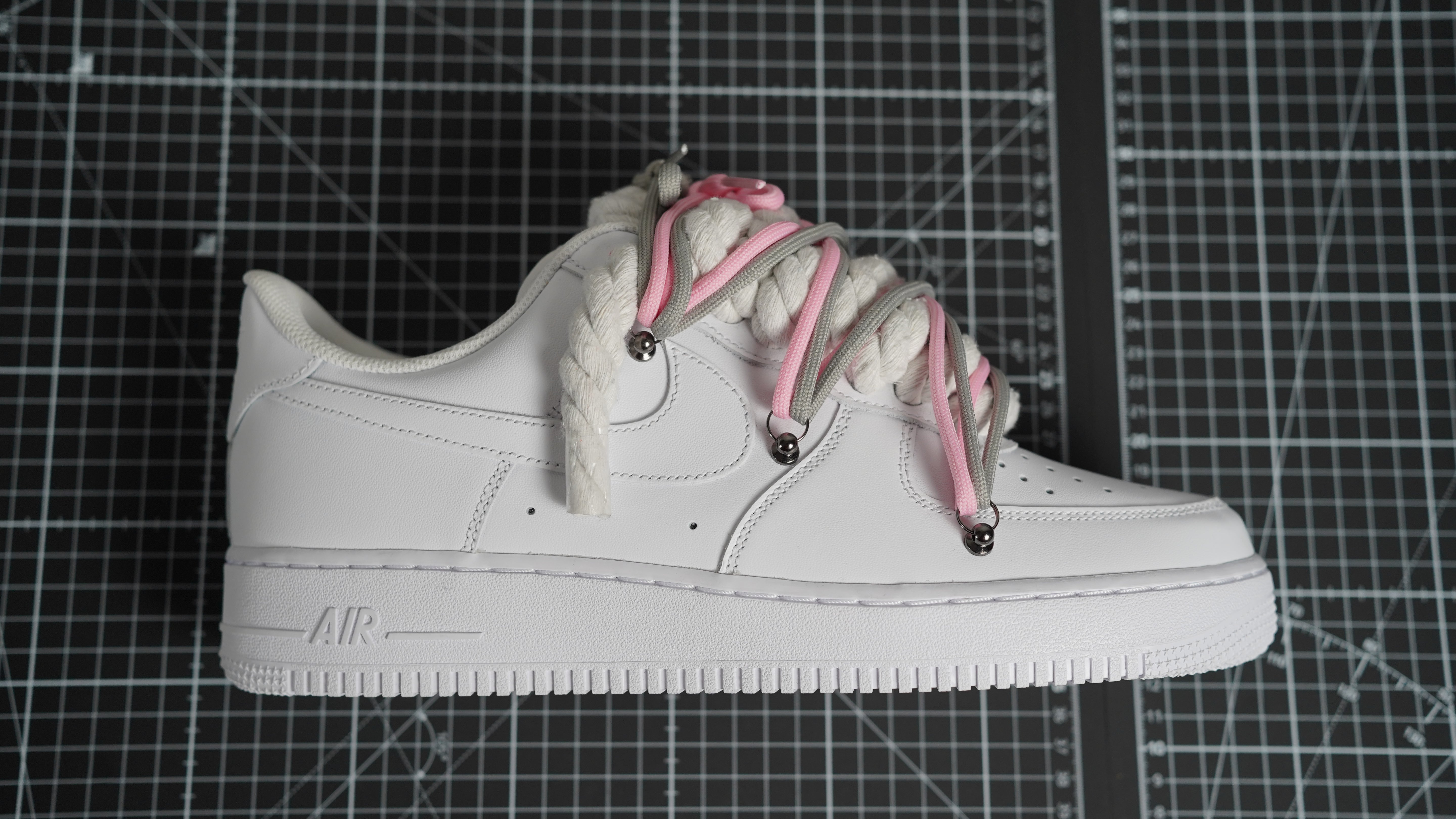Custom Sneakers Weiß “ROPE LACES”2x Dunk PinK/Gray