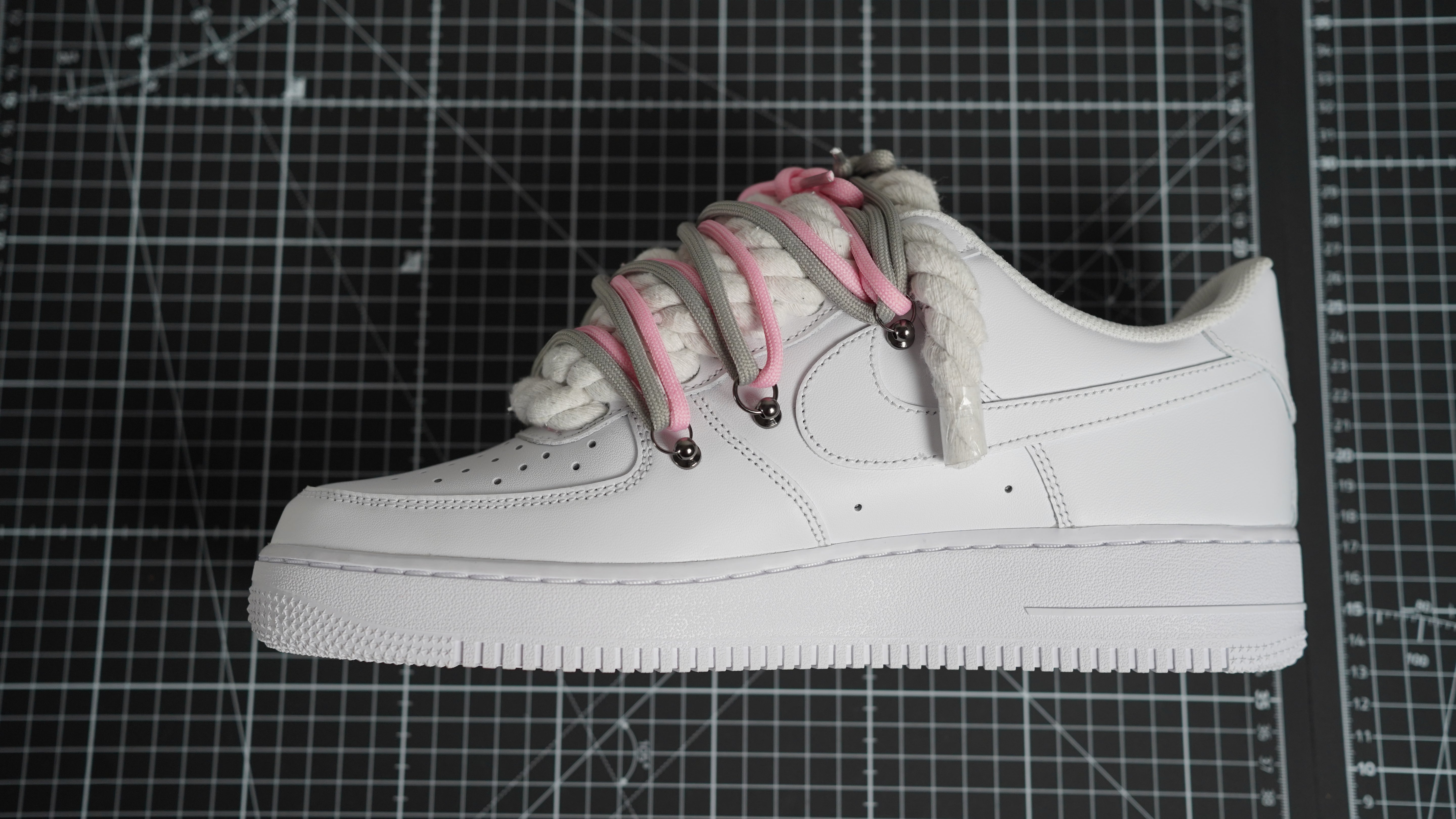 Custom Sneakers Weiß “ROPE LACES”2x Dunk PinK/Gray