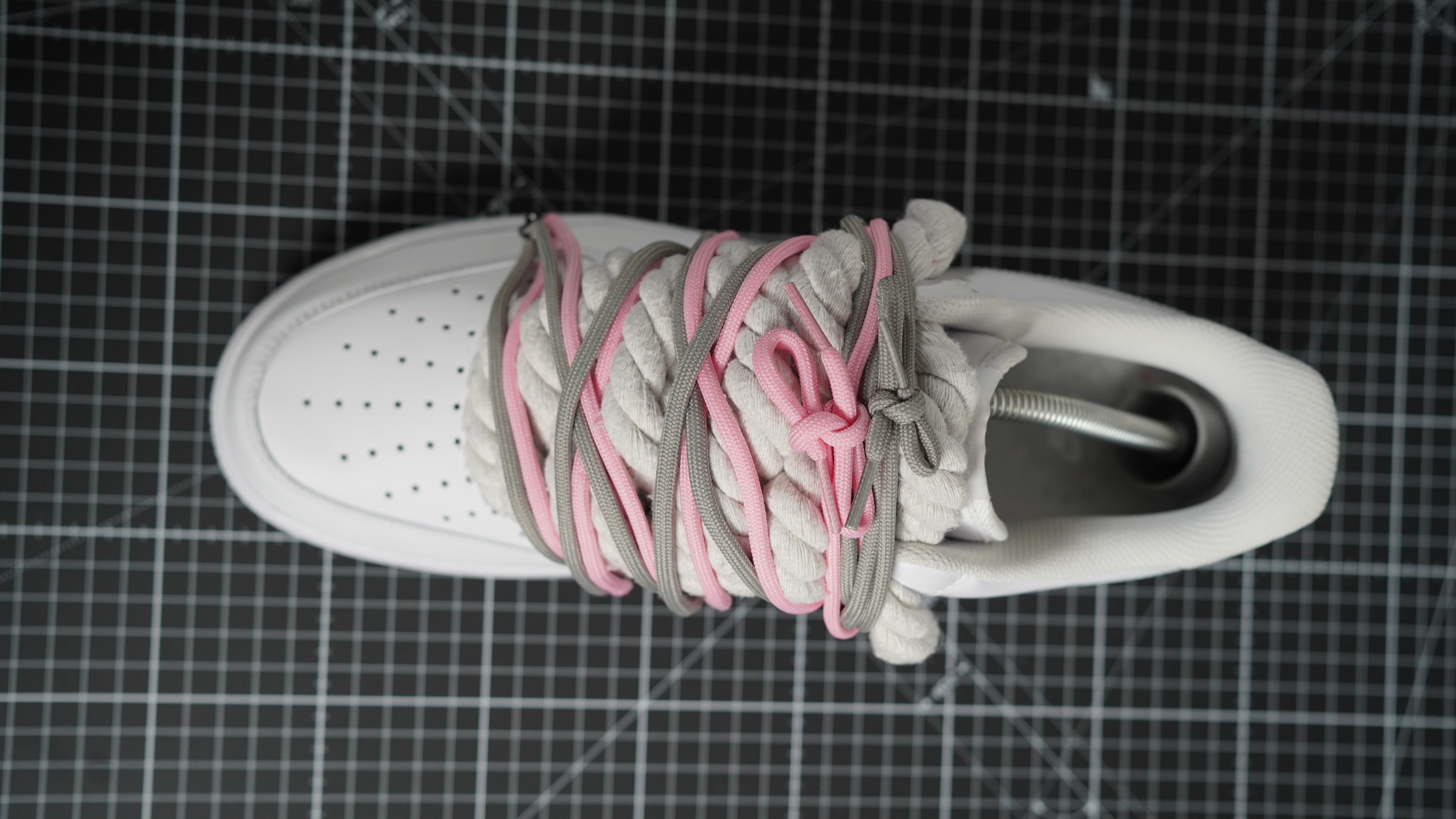 Custom Sneakers Weiß “ROPE LACES”2x Dunk PinK/Gray
