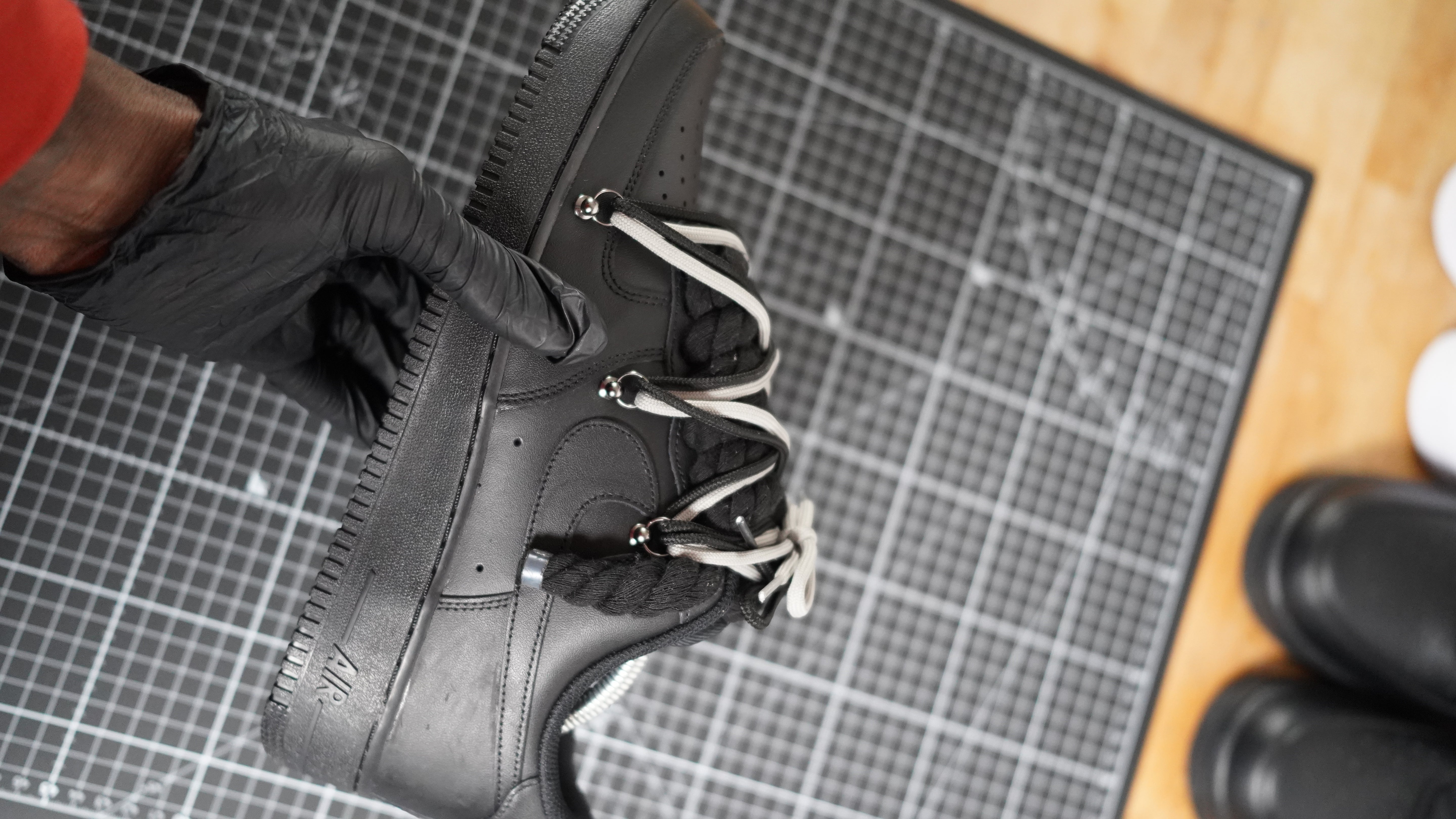 Custom Sneakers Schwarz “ROPE LACES” 2x Dunk Black/Gray