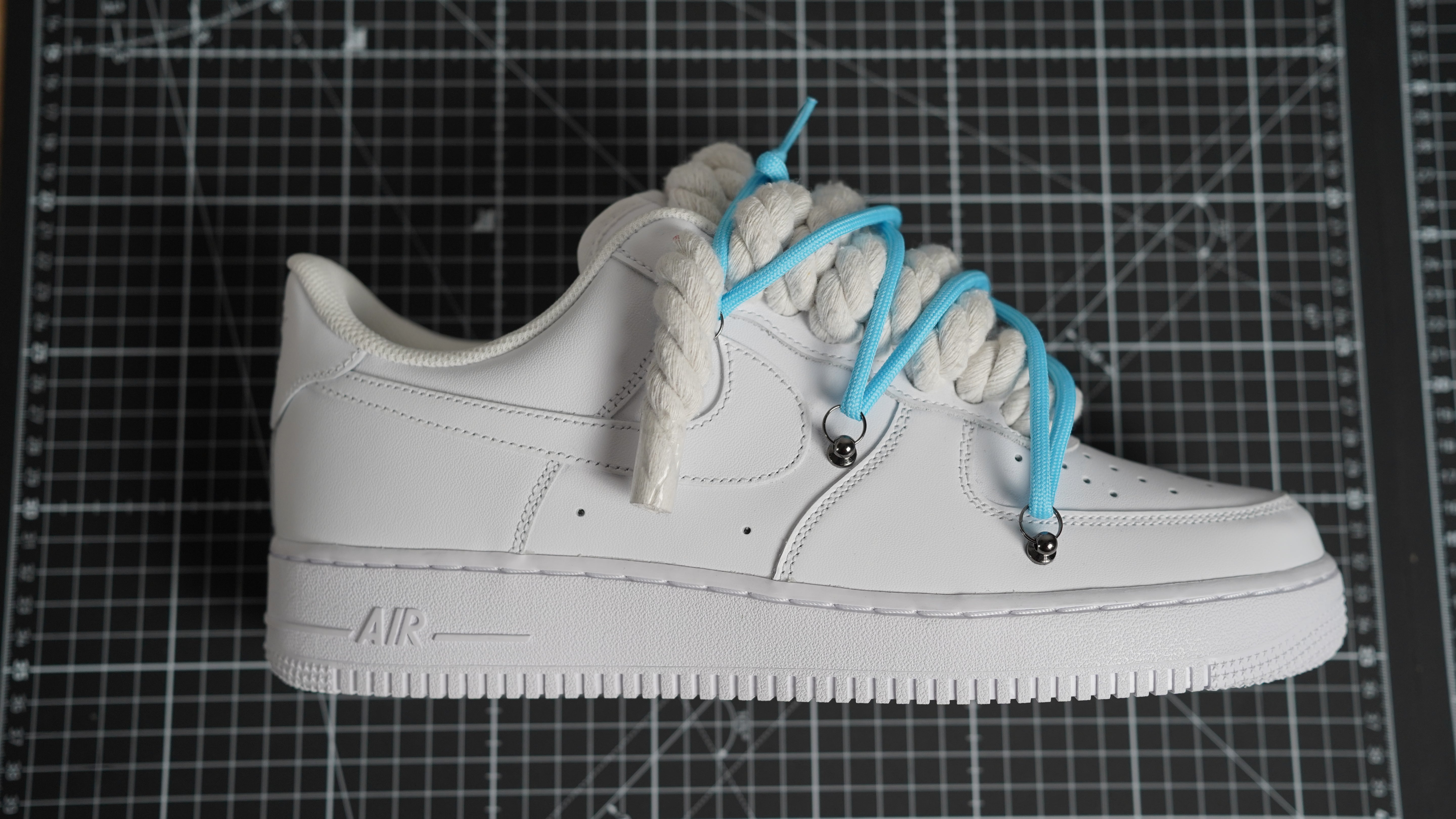 Custom Sneakers Weiß “ROPE LACES” Dunk Blau #2