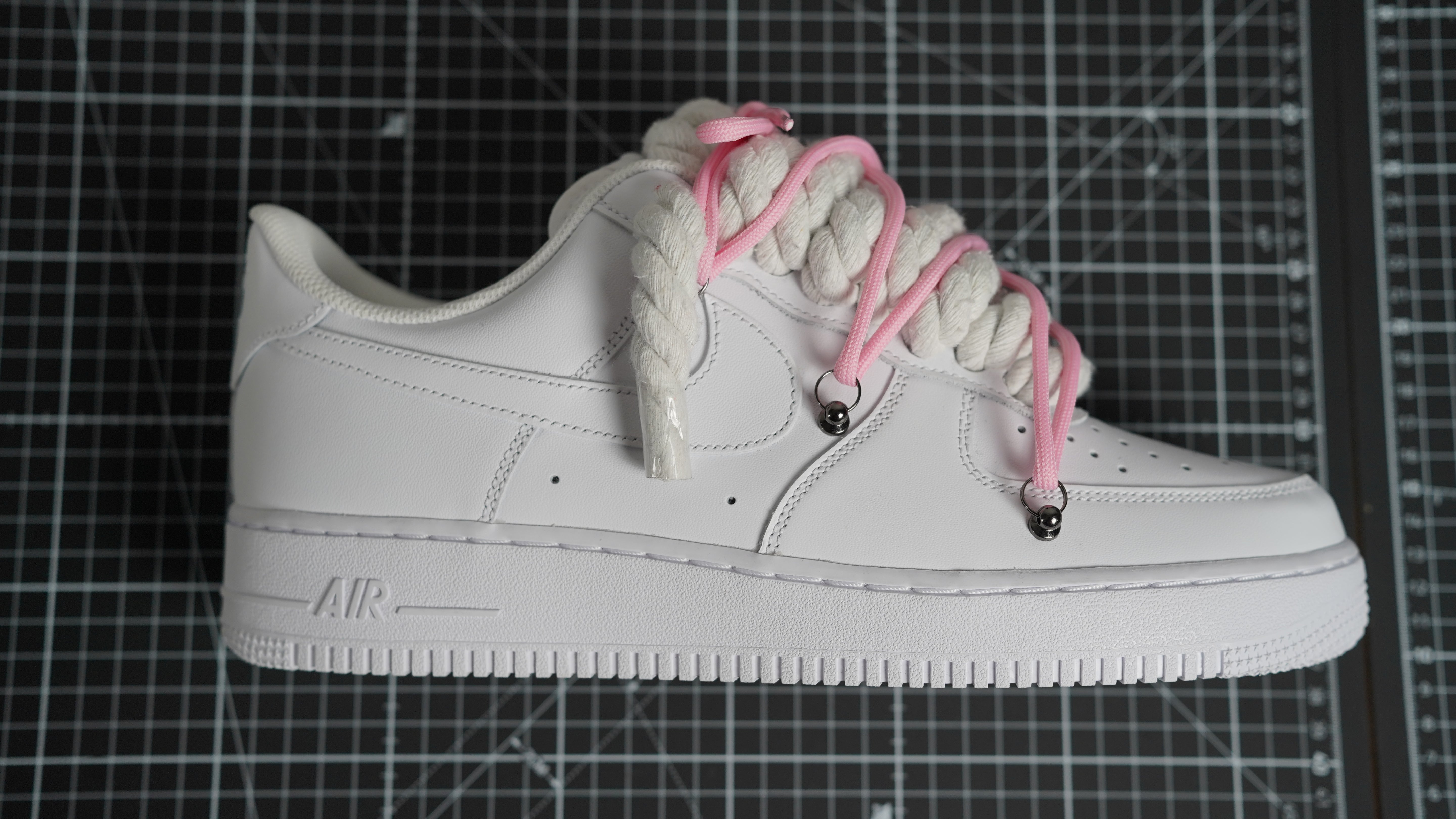 Custom Sneakers Weiß “ROPE LACES” Dunk Pink #1