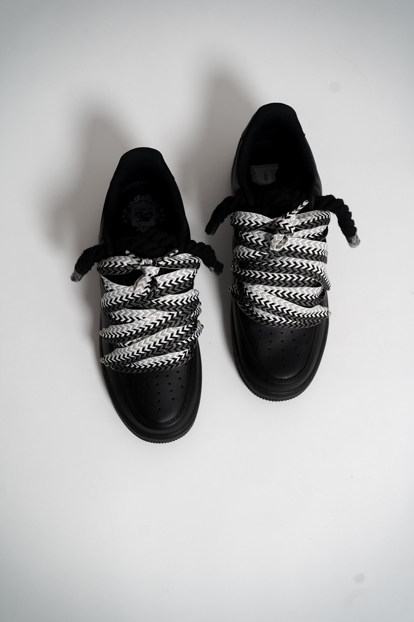 Custom Sneakers Black love stride ,, Lanvin Laces ''Black / White