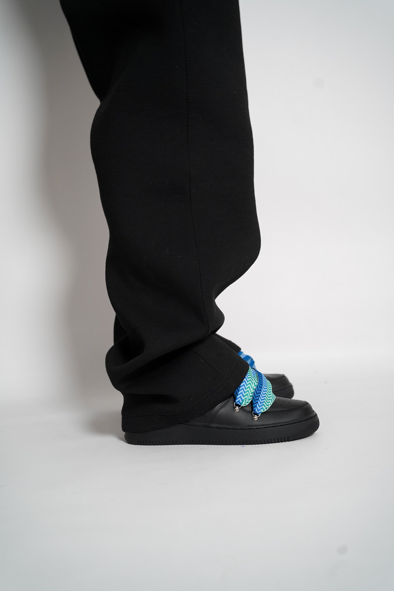 Custom Nike AF1 Black love stride ,, Lanvin Laces '' Blue