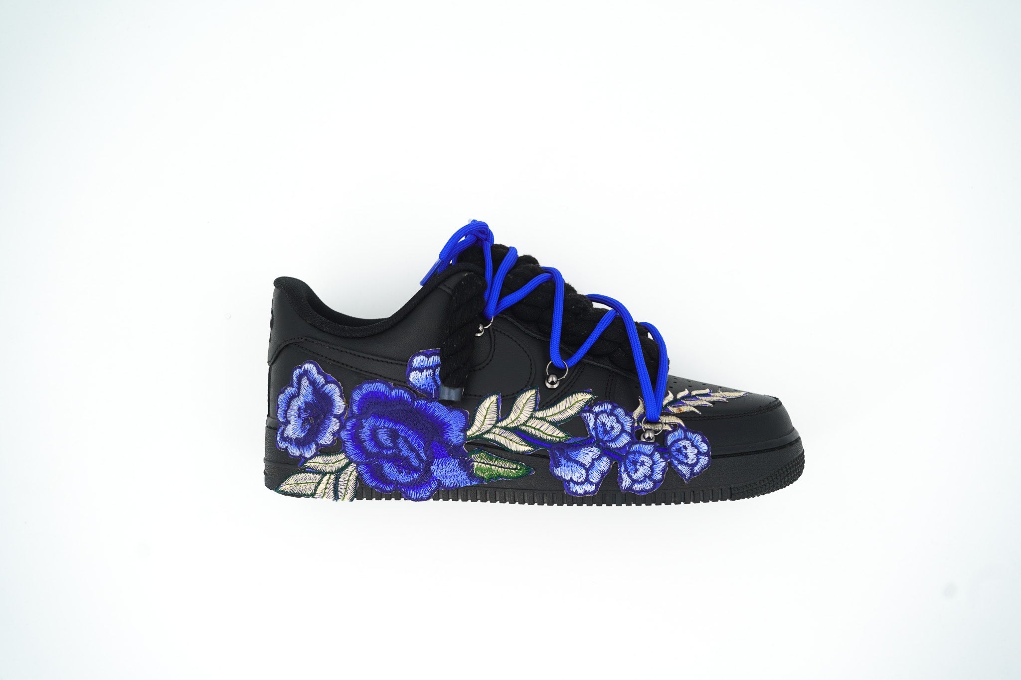 Custom Sneakers Black “ROPE LACES” Blue Parfait