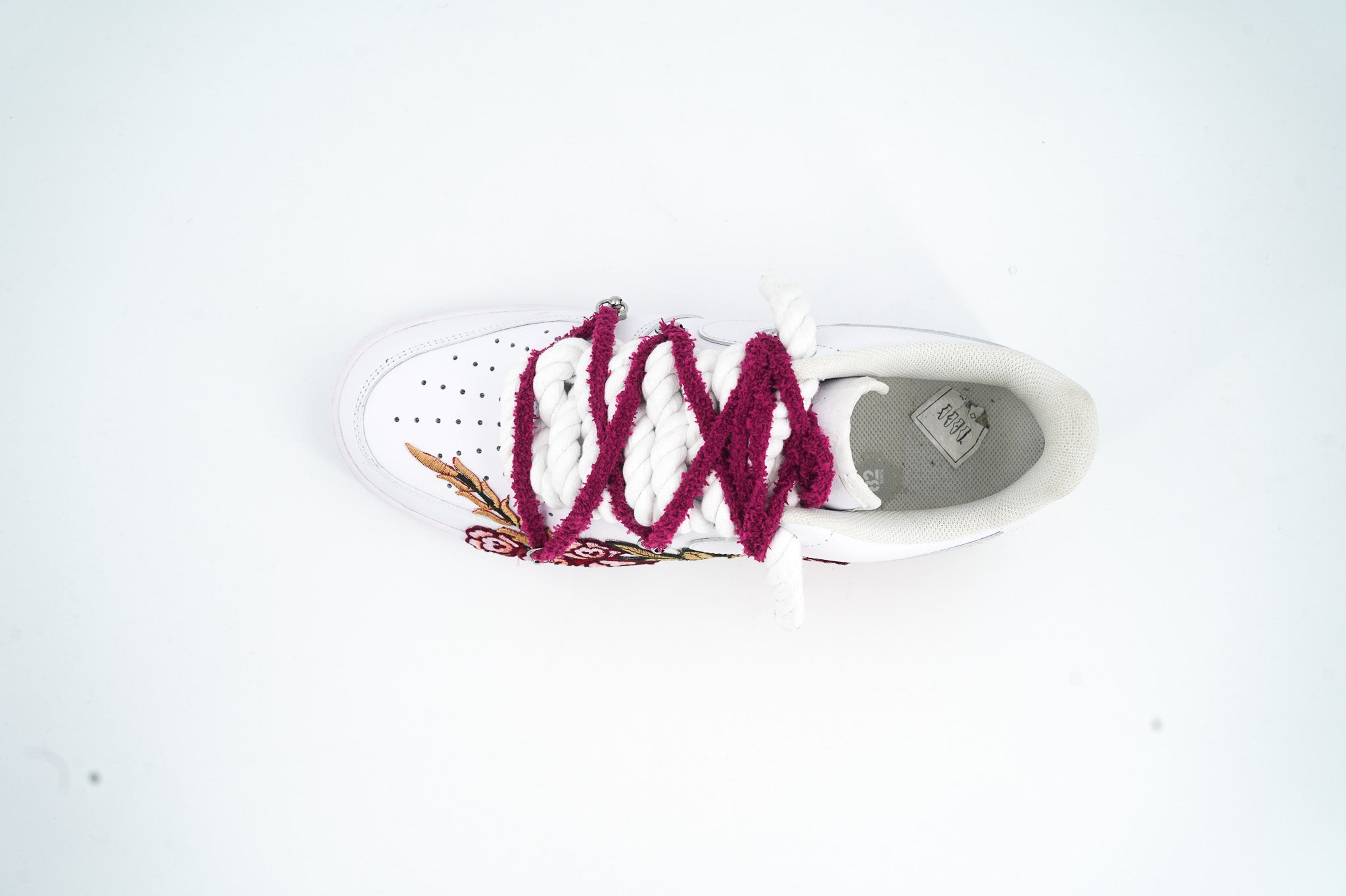 Custom Sneakers White “ROPE LACES” Red Parfait