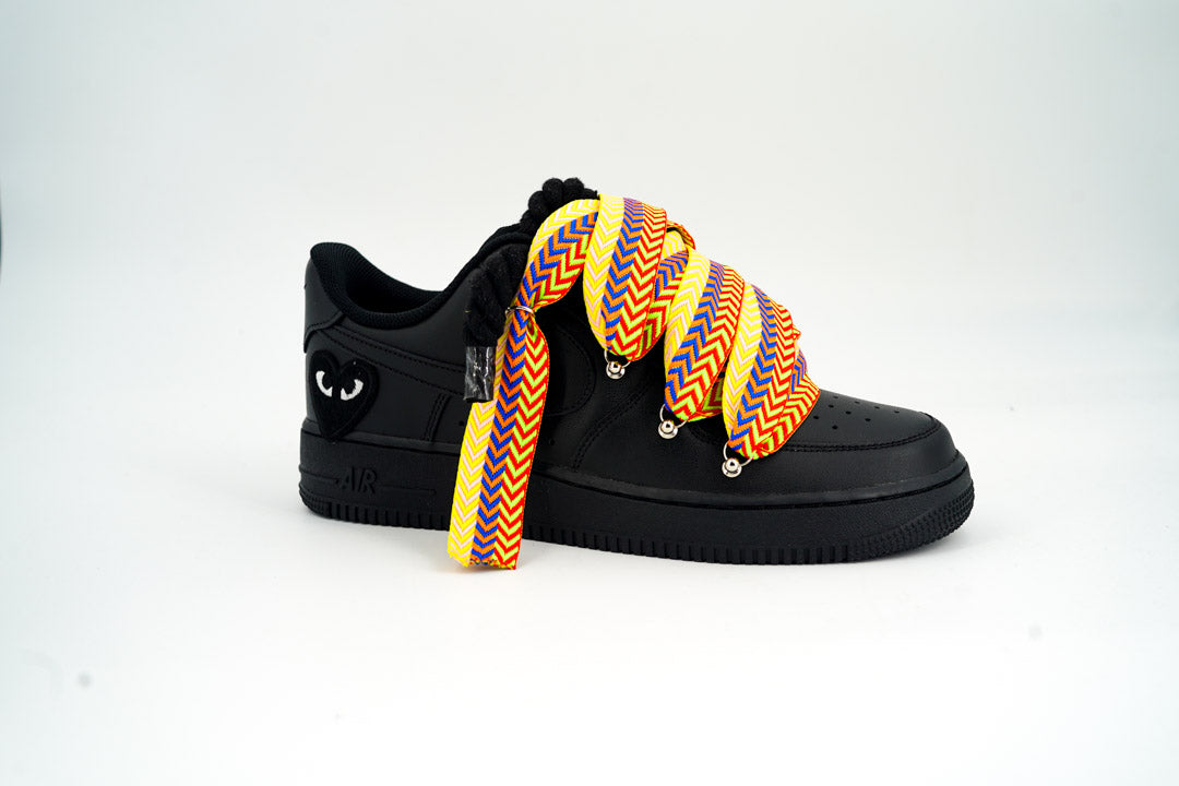 Custom Nike AF1 Black love stride ,, Lanvin Laces ''Yellow
