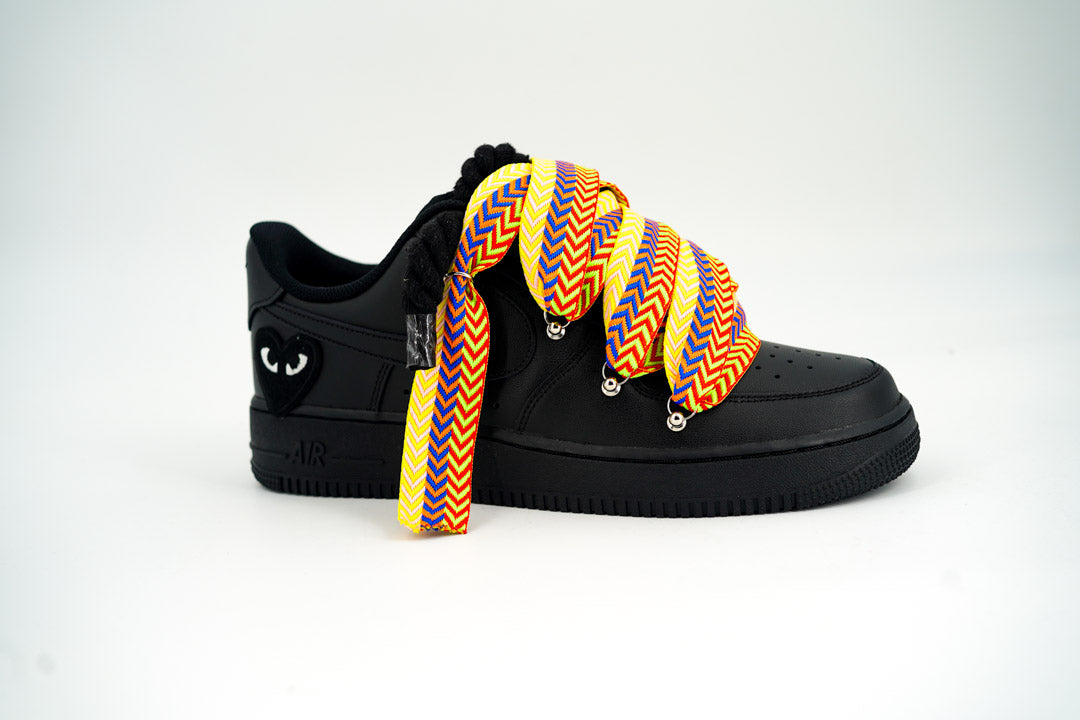 Custom Nike AF1 Black love stride ,, Lanvin Laces ''Yellow