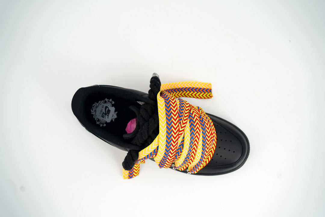 Custom Nike AF1 Black love stride ,, Lanvin Laces ''Yellow