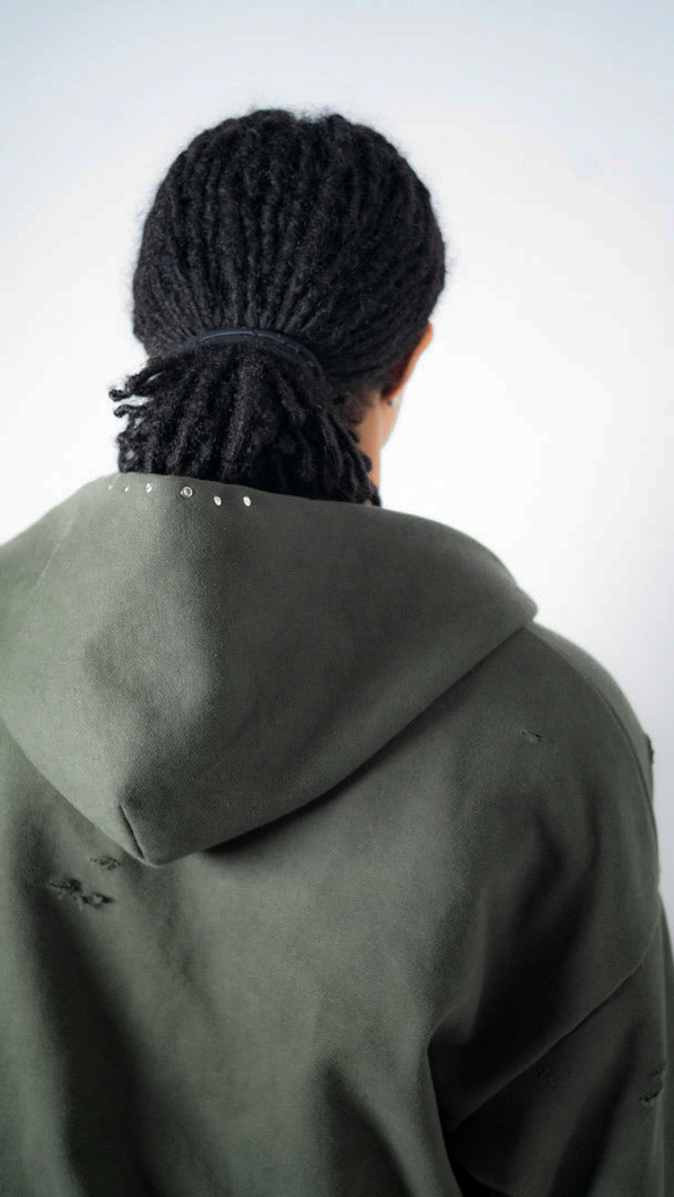 Custom Lined Zip Hoodie Olive Green 500g