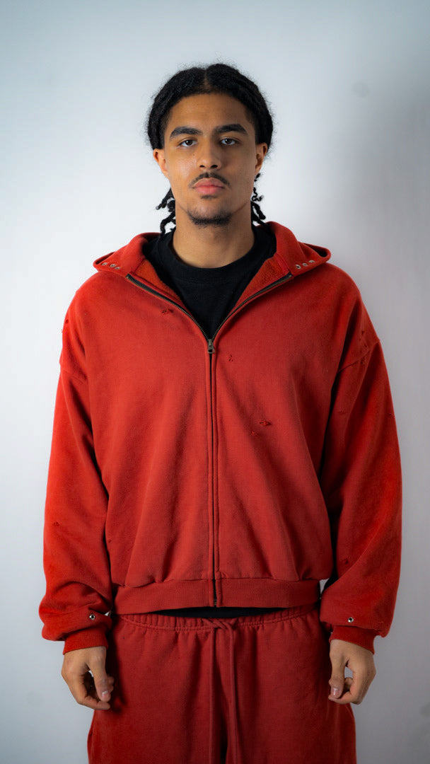 Custom Lined Zip Hoodie Brick Red 500g