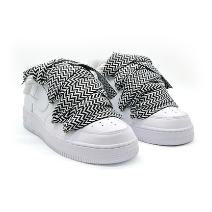 Custom Nike Air Force 1 Weiß ,, Lanvin Laces '' Schwarz / Weiß - RopezInstyle