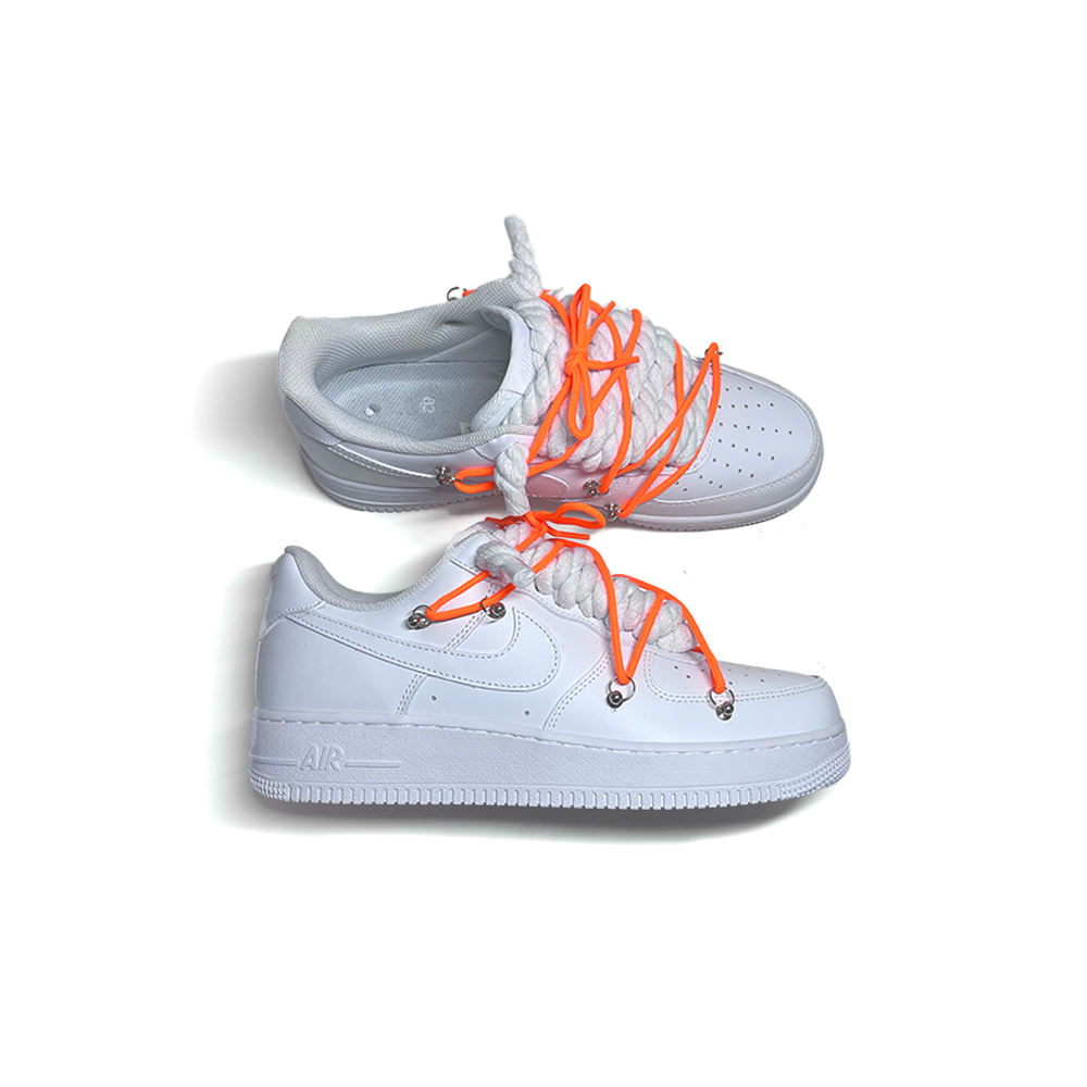 Custom NIKE AIR FORCE 1 Weiß “ROPE LACES” Dunk Orange