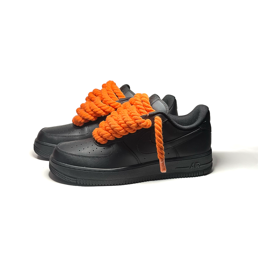 Custom Nike Air Force 1 Schwarz “Rope Laces” Orange