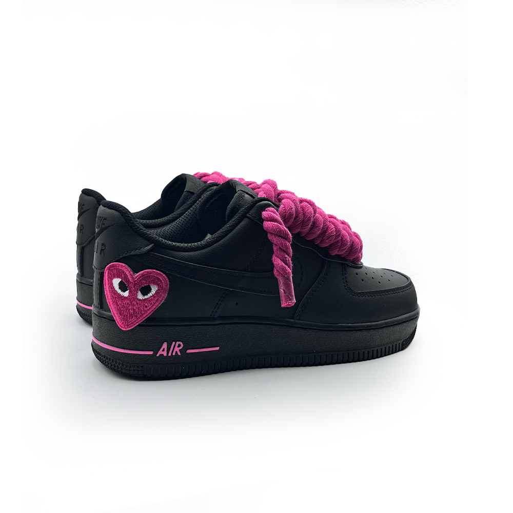 Custom Black Nike Air Force 1 '' Rope Laces '' Love stride Pink