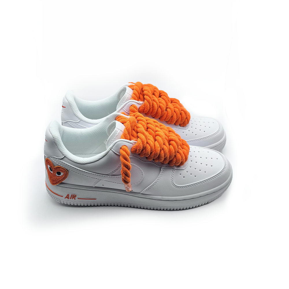 Custom Nike Air Force 1 '' Rope Laces '' Love stride Orange