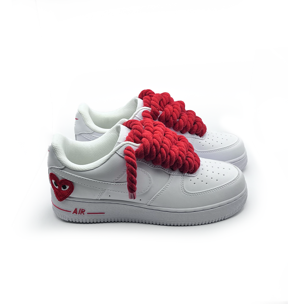 Custom Nike Air Force 1 '' Rope Laces '' Love stride Red