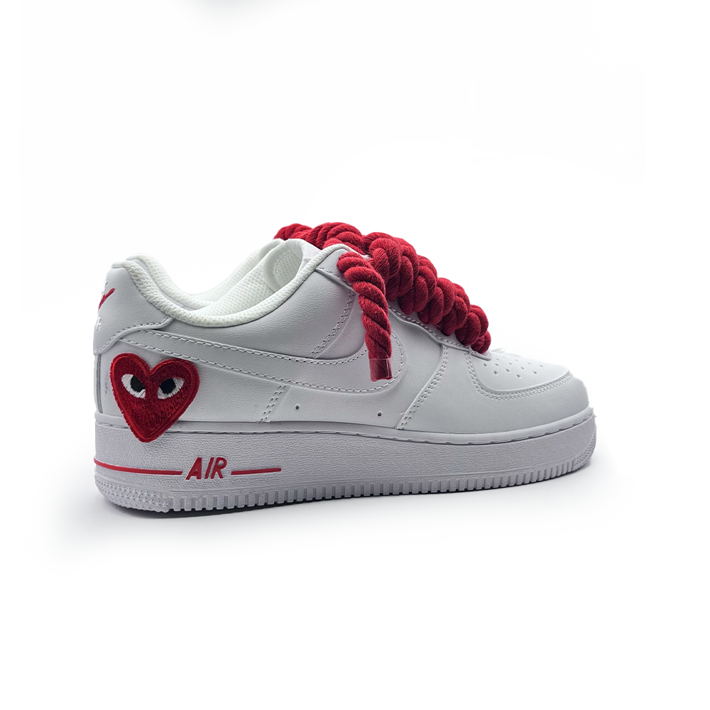 Custom Nike Air Force 1 '' Rope Laces '' Love stride Red