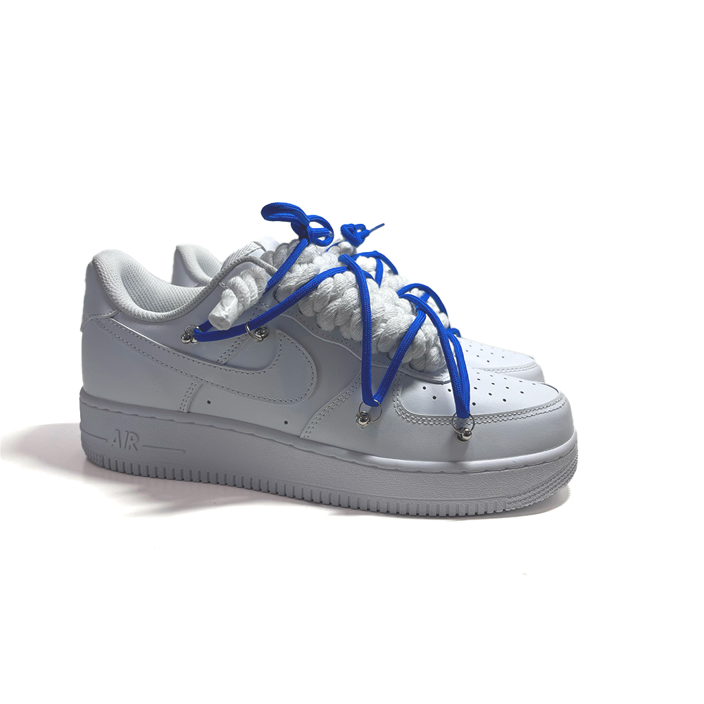 Custom NIKE AIR FORCE 1 WeiB ROPE LACES Dunk Blau 1 RopezInstyle