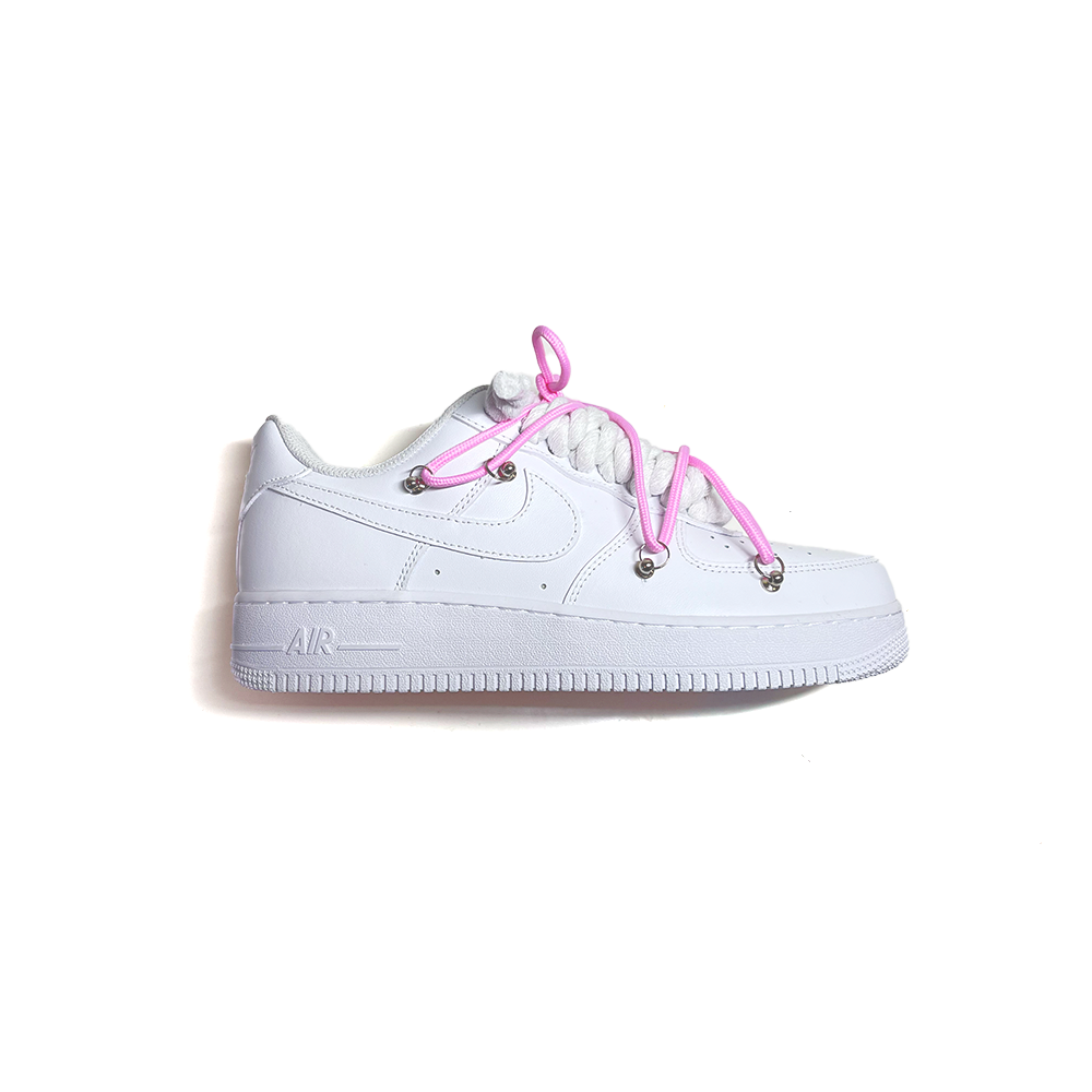 Custom NIKE AIR FORCE 1 Weiß “ROPE LACES” Dunk Pink #1