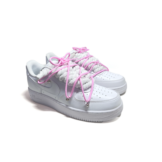 Custom NIKE AIR FORCE 1 Weiß “ROPE LACES” Dunk Pink #1