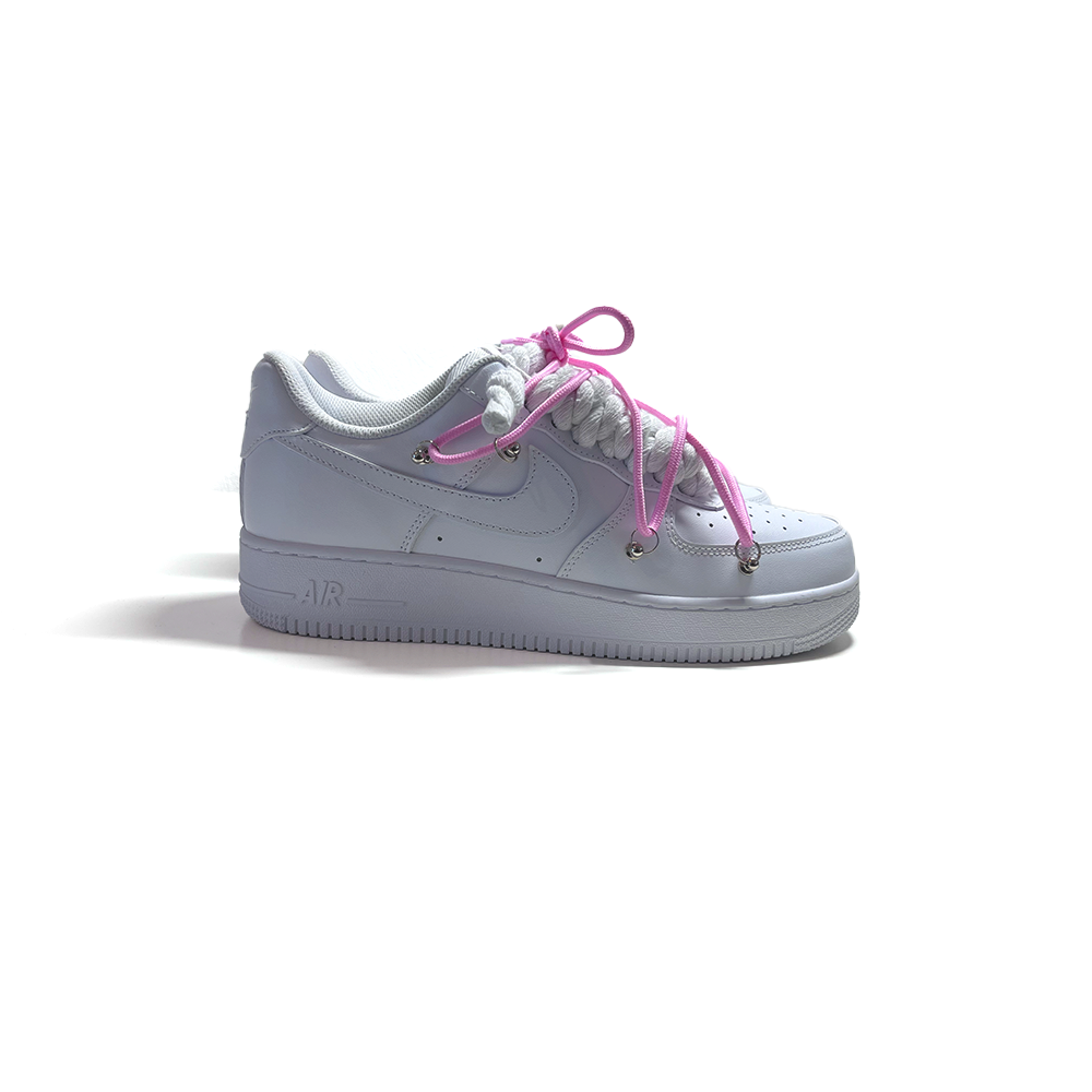 Custom NIKE AIR FORCE 1 Weiß “ROPE LACES” Dunk Pink #1