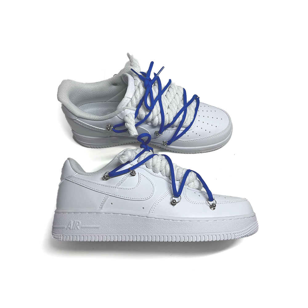 Custom NIKE AIR FORCE 1 Weiß “ROPE LACES” Dunk Blau #1