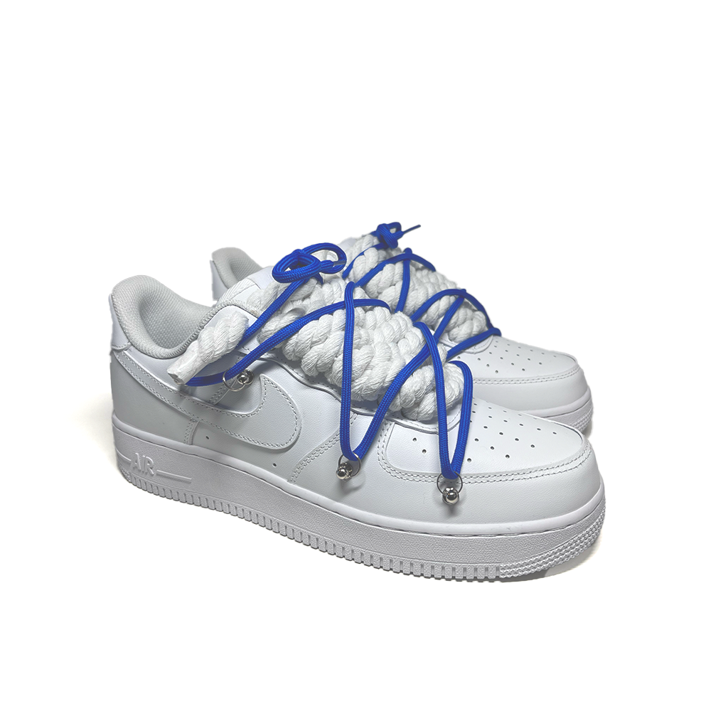 Custom NIKE AIR FORCE 1 Weiß “ROPE LACES” Dunk Blau #1