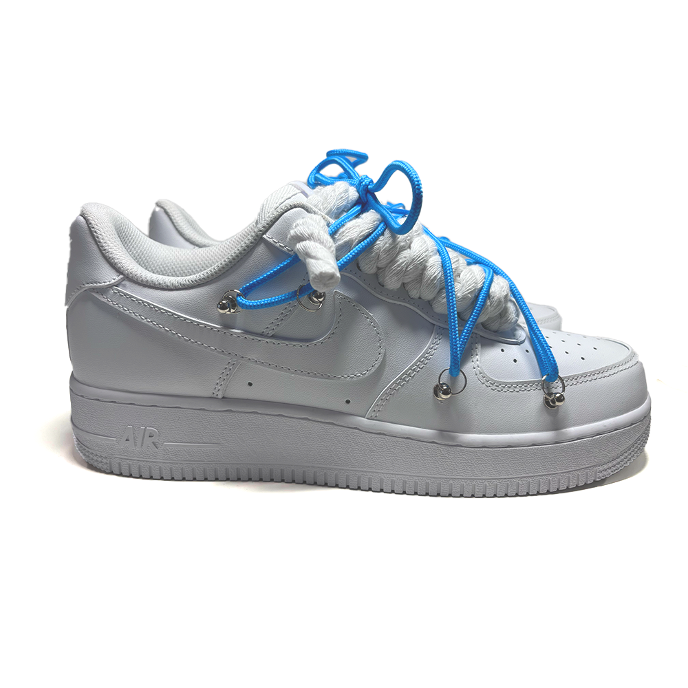 Custom NIKE AIR FORCE 1 Weiß “ROPE LACES” Dunk Blau #2